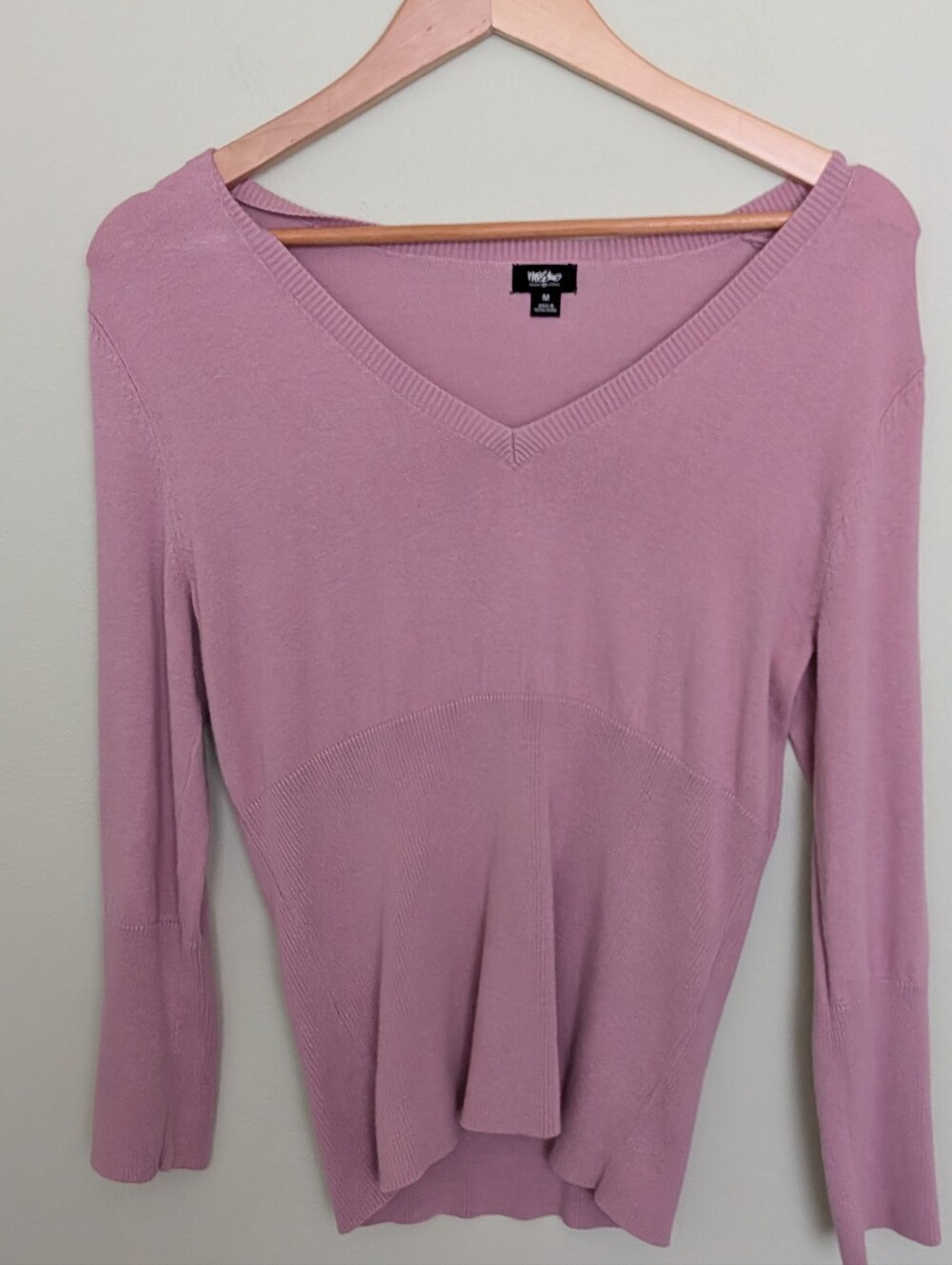 Mossimo Y2K Pink Fitted V Neck Sweater Top Size M 2000s